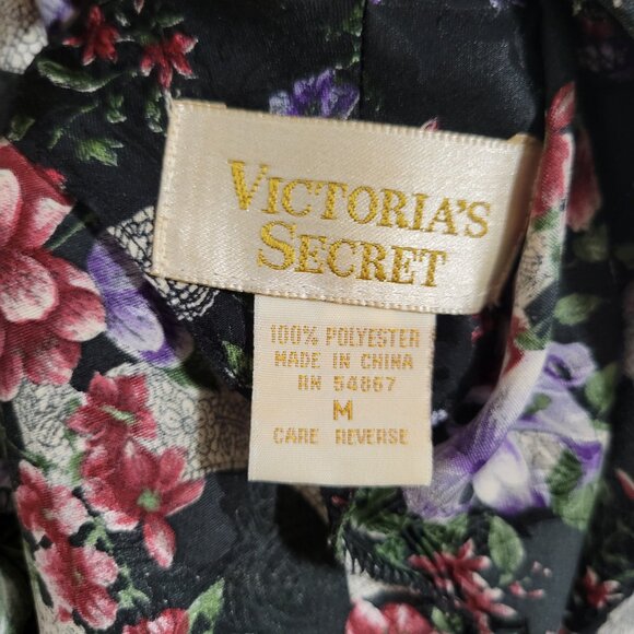 Vtg. 90s Gold Label Black Floral Victoria Secret Slip Dress Size Medium - Picture 8 of 9